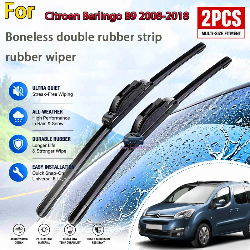 

Front Wiper Blades For Citroen Berlingo B9 2008-2018 Windshield Windscreen Window Car Rain Brushes 26"+16" Modification Parts