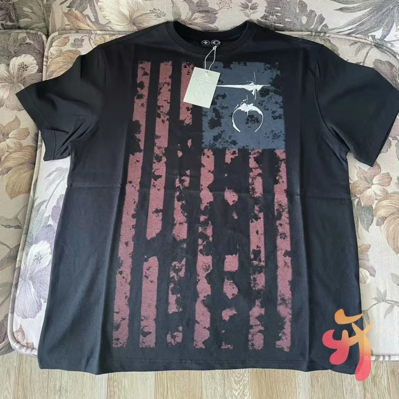 

Spring/Summer 25ss Vintage Star Moon Flag Short Sleeve Thug Club T-shirt Hiphop Street Casual Men Women Cotton Top Tees