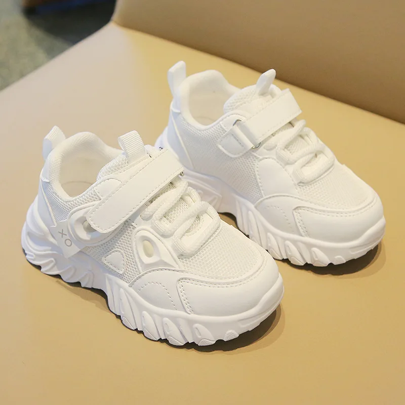 

Spring Autumn Boys Breathable Velcro White Shoes Children Fashion Mesh Casual Sneakers Girls Panda Soft Soled Neutral Dad Shoes