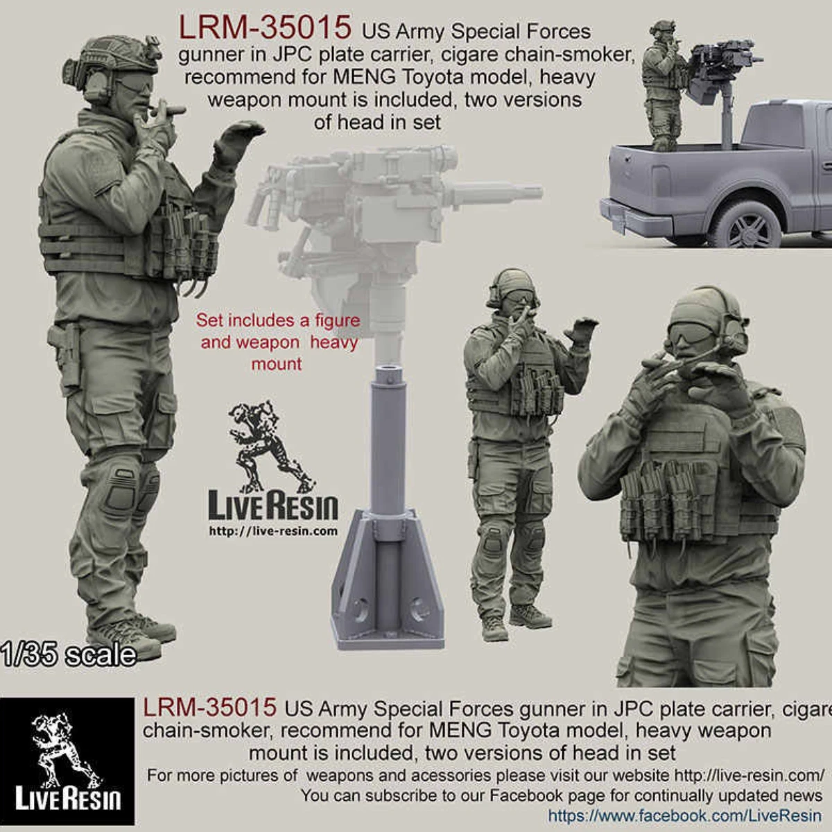 1/35 Resin Figure Unpainted Model Kit, U.S. Army Special Forces (1 person with 2 heads only), unassembled and unpainted GK, 928R