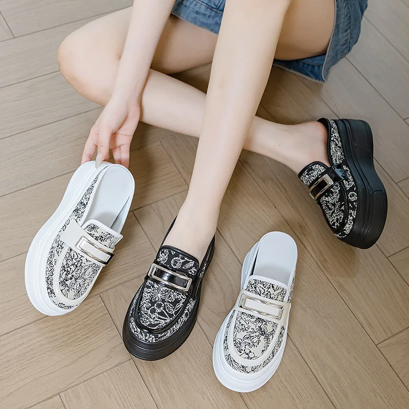 8 سنتيمتر الفاخرة الهواء شبكة قماش ستوكات جلد النساء الصنادل أحذية عالية العلامة التجارية موضة منصة عادية إسفين النعال أحذية الصيف