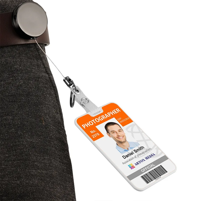 1/2PCS Heavy Duty Retractable Metal Wire Keychain Pull Badge Reel ID Lanyard Name Tag Card Badge Holder Reel Key Ring