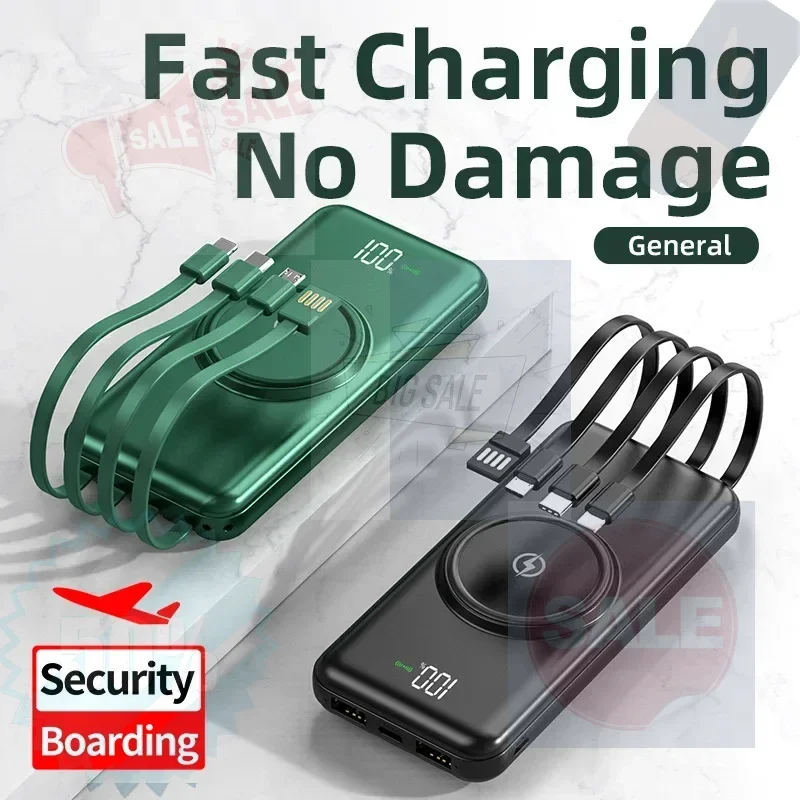 

10000mAh Fast Charging Mobile Power Bank Comes with A Four Wire Convenient Large Capacity Mobile Power Bank