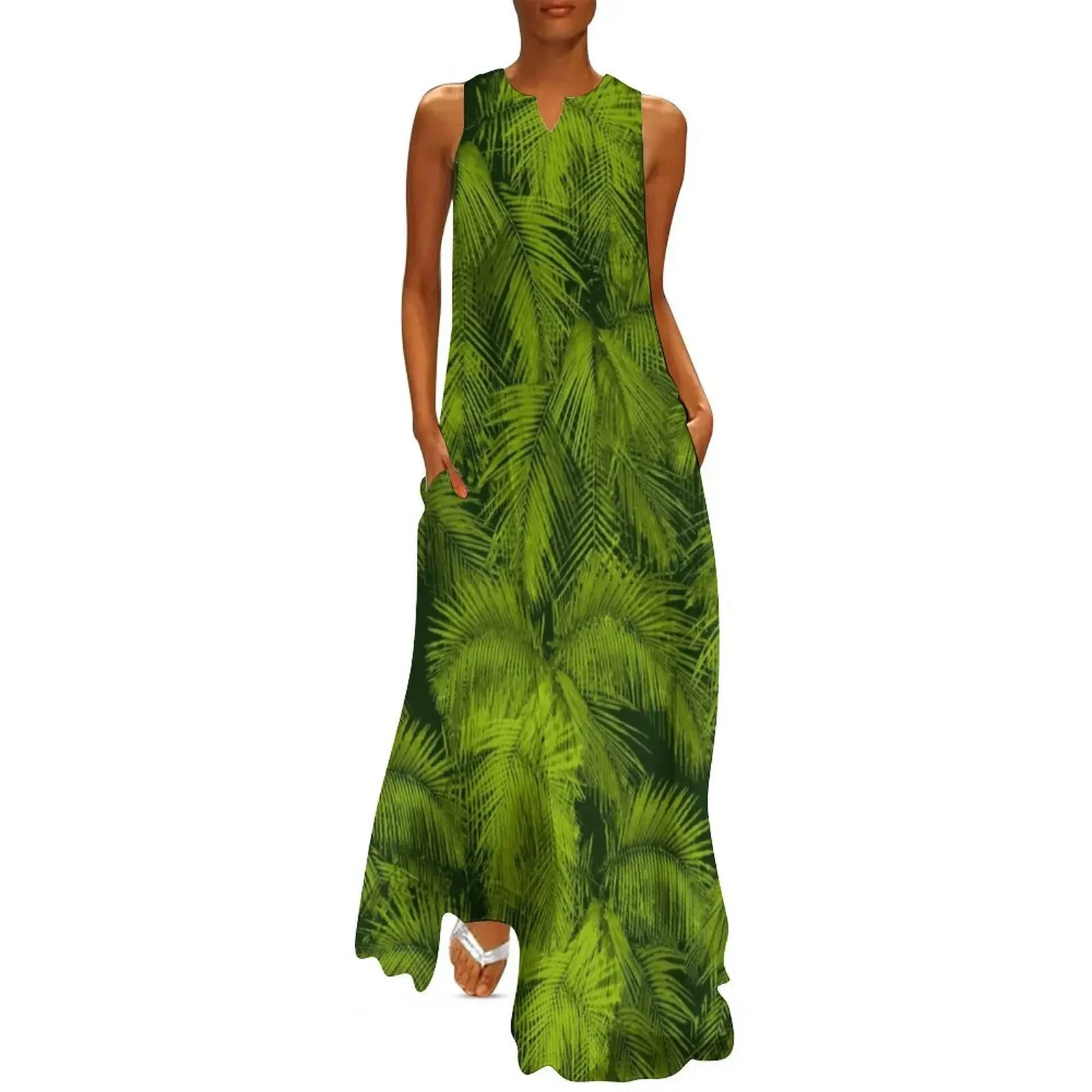 

Makana Palms Hawaiian Tropical Print - Green Long Dress women's summer clothing 2025 dress for women Dress