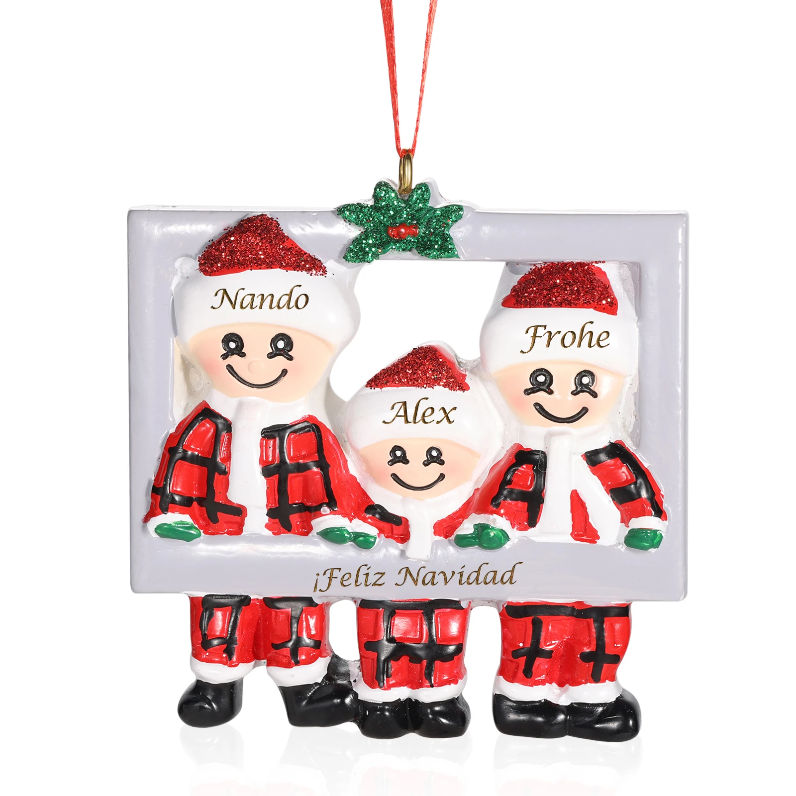 

Персонализированные семейные рождественские украшения из смолы, индивидуальные украшения с 3-5 именами для елочных украшений 2024