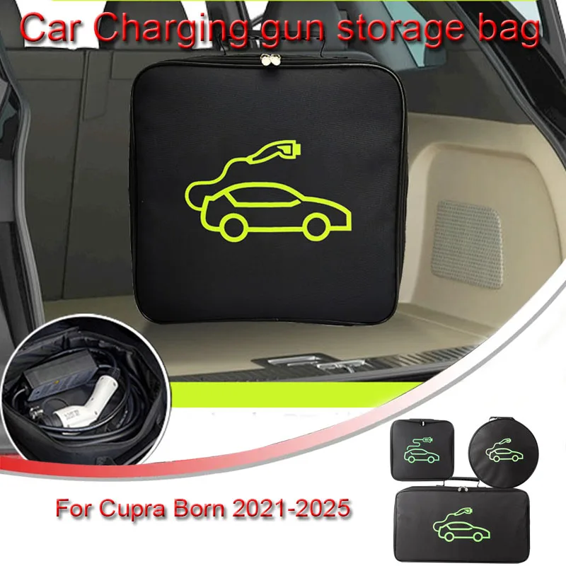 

For Cupra Born 2021-2023 EV Car Portable Charging Cable Storage Carry Bag Waterproof Retardant Trunk Storage Box Auto Accessory