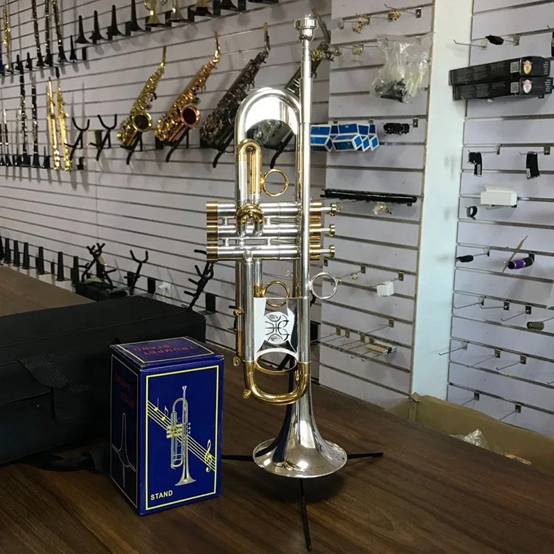 Wholesale Best Seller Musical Instruments High Quality Practical Beginners Play Two-color Silver Plated B-flat Trumpet