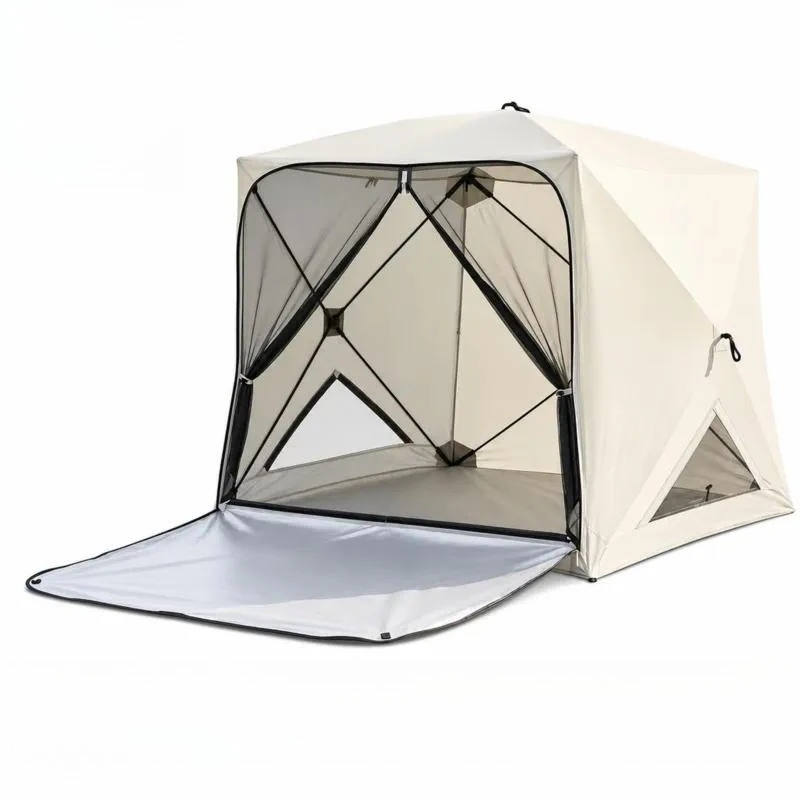 Pop Up Camping Tent Double Layer Silver Coated UV Protection for 2-4 People Fast Automatic Setup Foldable Oxford Cloth Beach