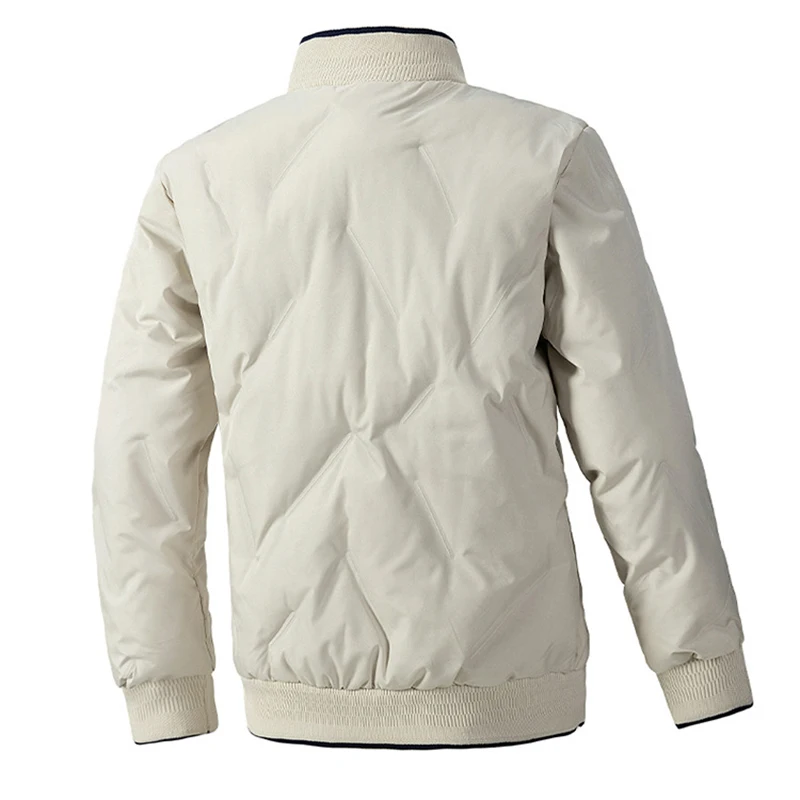 Men's Short Slim Fit Down Cotton Outerwear Simple Casual Zip Up Baseball Jacket Man Winter Fashion Warm Cotton-Padded Coats Male
