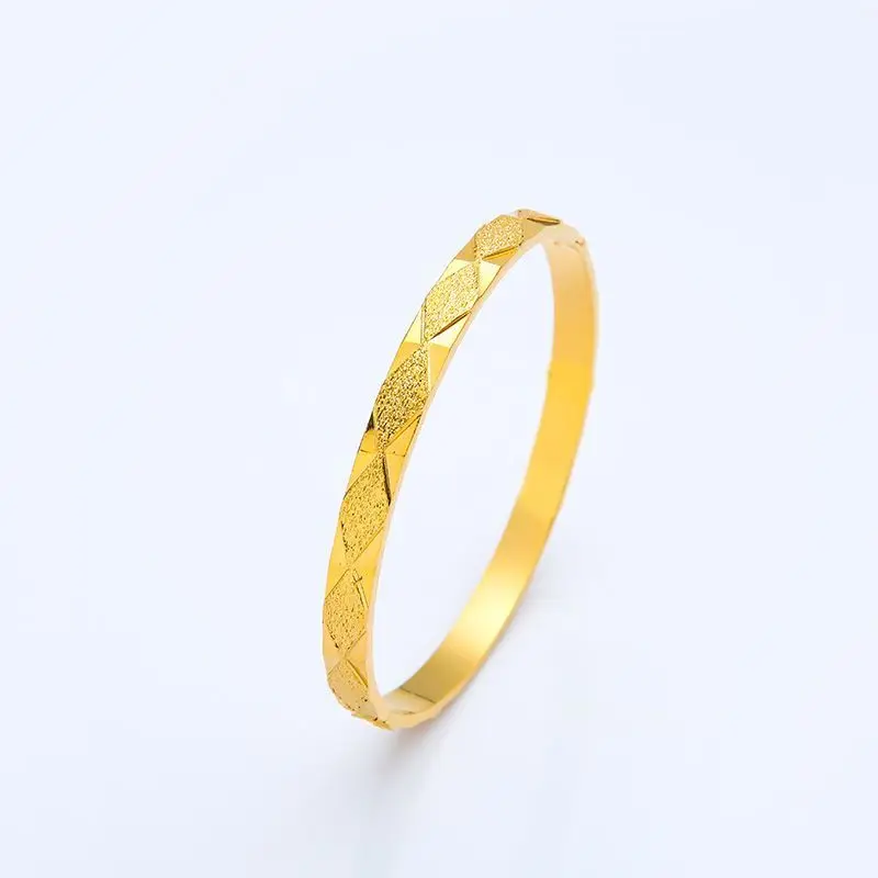 Wholesale Jewelry-- Embroidery Bangles and Bracelets 58mm For Women Wedding Jewelry Pure Gold Color