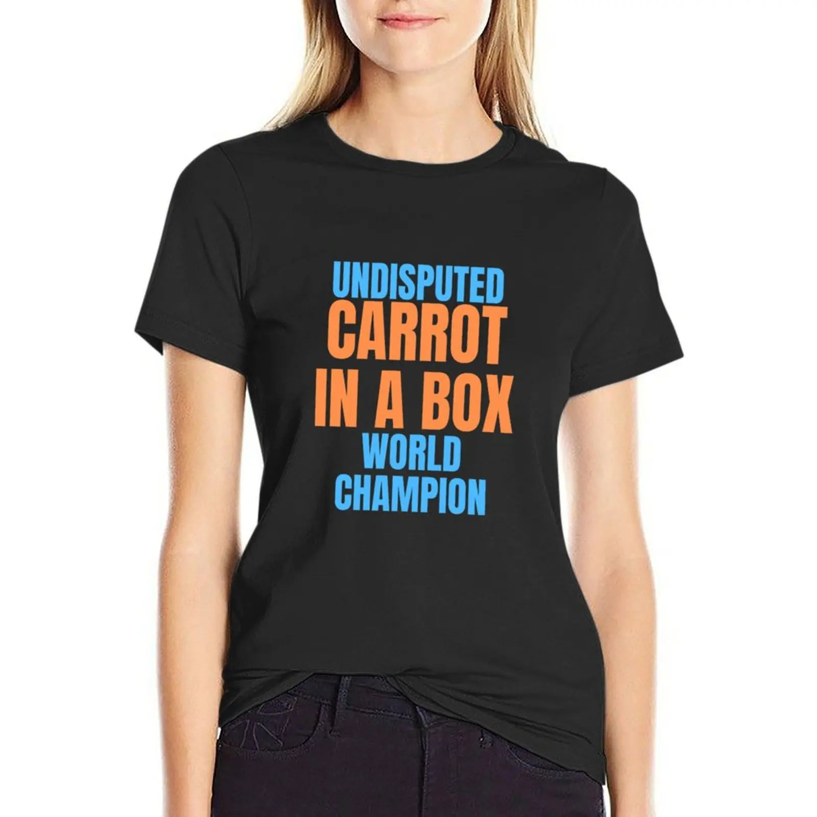 Carrot in a Box World Champion T-Shirt Female clothing aesthetic clothes oversized workout shirts for Women