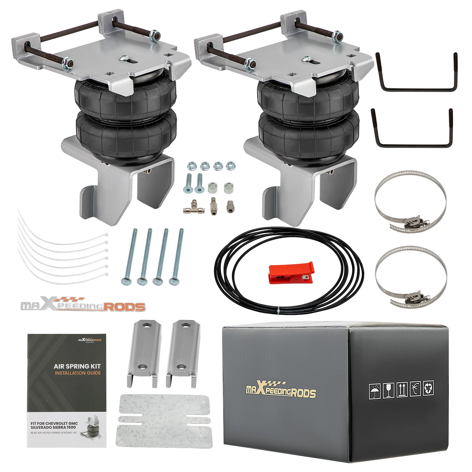 Air Suspension Helper Spring + Compressor Kit For GMC Sierra 1500 2007-2018