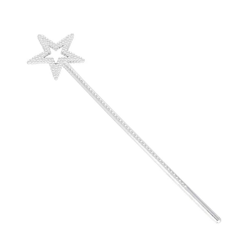 

6pcs Silver Plastic Wands Star Pentagram Design Angel Fairy Stick For Girls Birthday Party Cosplay Costume Accessory