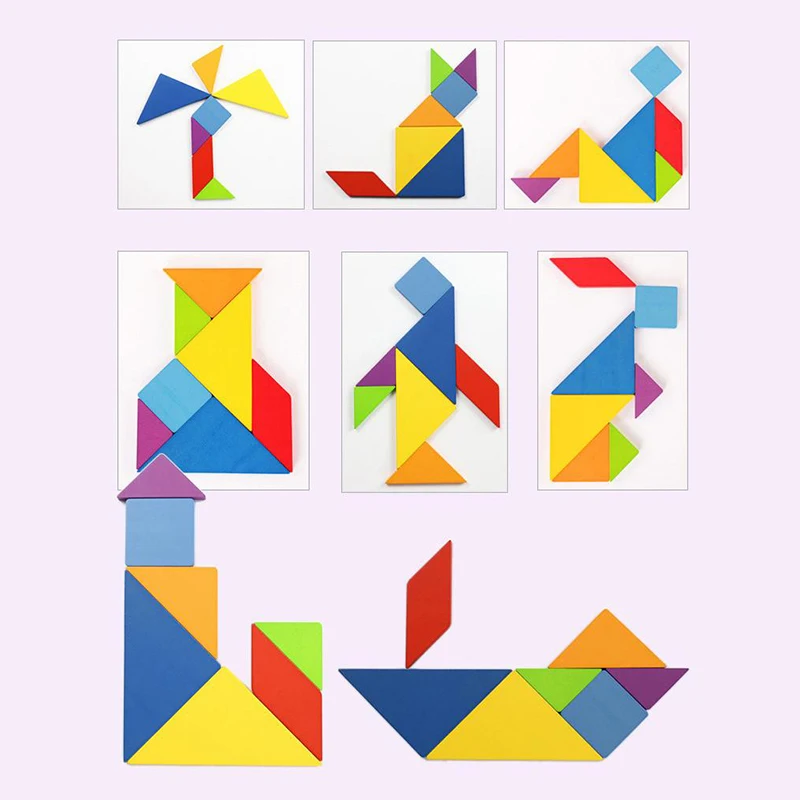 Rompecabezas de animales con diseño de madera 3D, juguete Tangram colorido para niños, juegos de clasificación de educación temprana Montessori, juguetes, regalo para niños