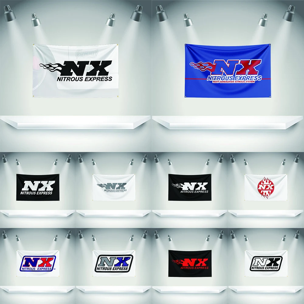 Bandeira N-NX NITROUS EXPRESS para Ferramentas Automotivas 3x5 pés com Ilhoses de Latão, Impressão HD, Tapeçaria para Exposição, Fãs de Carros, Decoração de Garagem