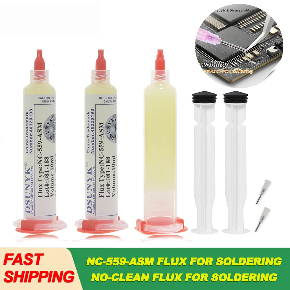 Lötflussmittel NC-559-ASM 10cc No-Clean-Flussmittel zum Löten von SMD BGA Reballing Löt- und Schweißflussmittel Lötpaste