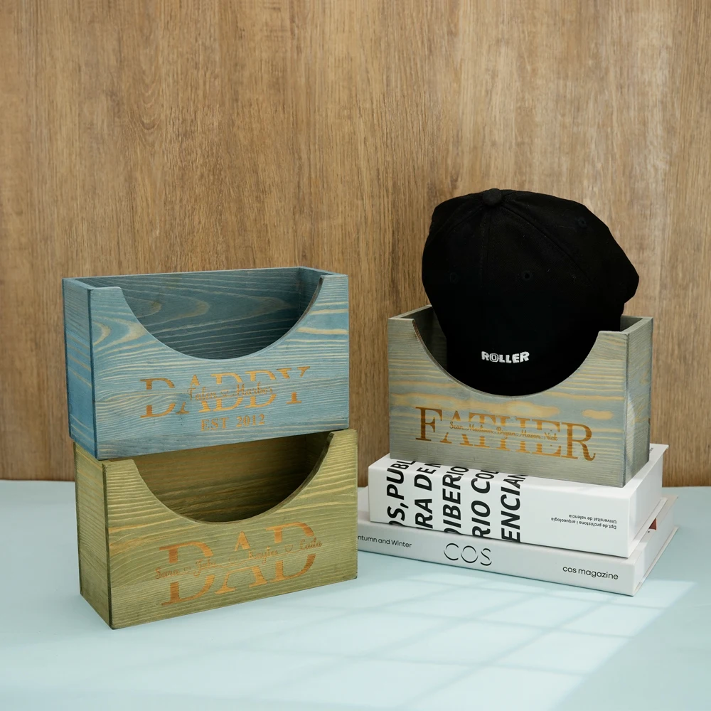 Personalized Baseball Cap Holder Kit Custom Text for you Wood Hat Box Kit Cap Stand Personalized Gift for Dad Father