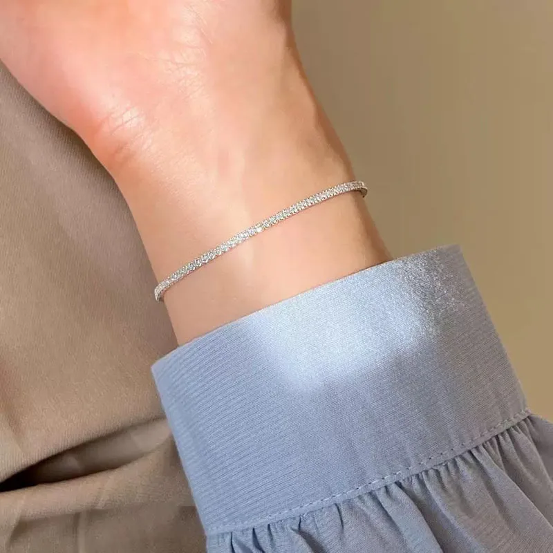 Heißer Sterling 925 Silber Volle AAA Zirkon Armband Edlen Schmuck 16 cm-19 cm 2-3mm glänzende CZ Zubehör Für Frauen Jahrestag Geschenk – Detail 8