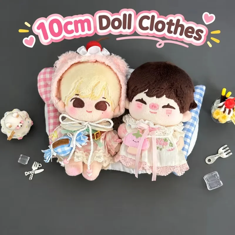 Doll Isle Union 10cm Cotton Doll Clothes Spring Snacks Series Dress Set Handmade Lace Outfit For Stuffed Plush Doll Accessories