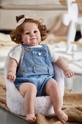 60CM Huge Size Maddie Baby Reborn Toddler Popular Girl Doll with Rooted Brown Hair Soft Cuddle Body High Quality Doll