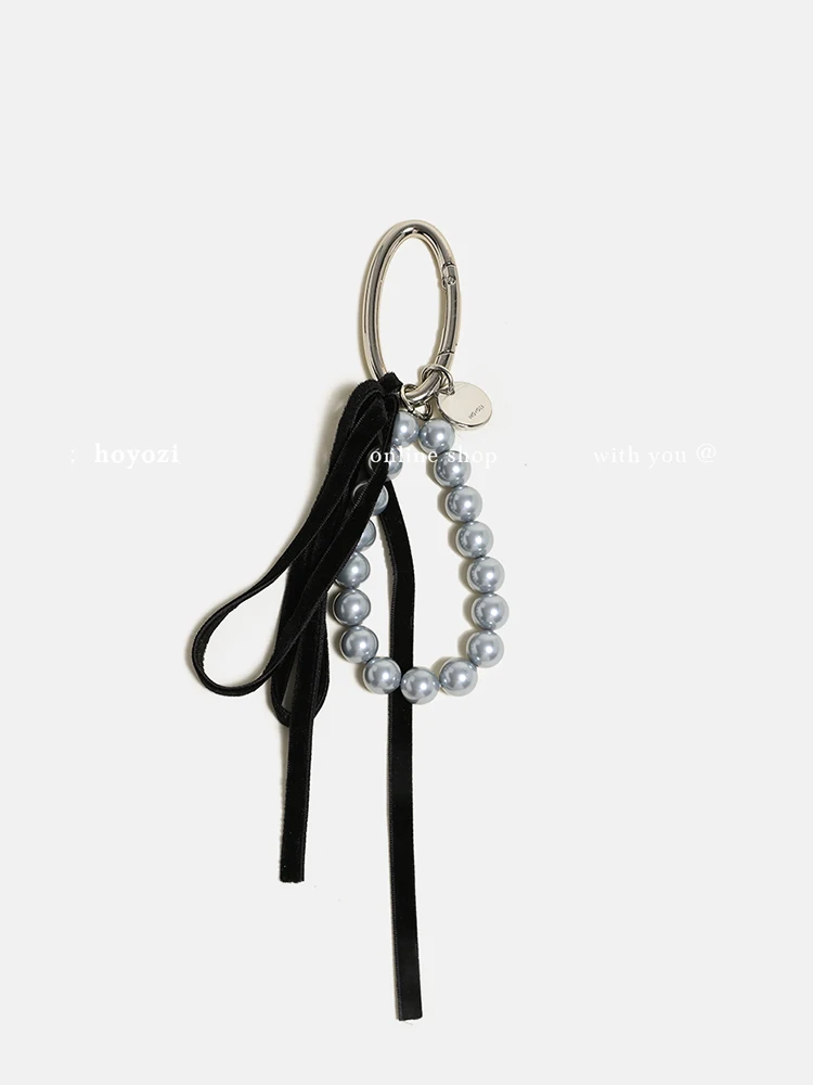 

Satin pearl pendant, bag pendant, bow hook chain.