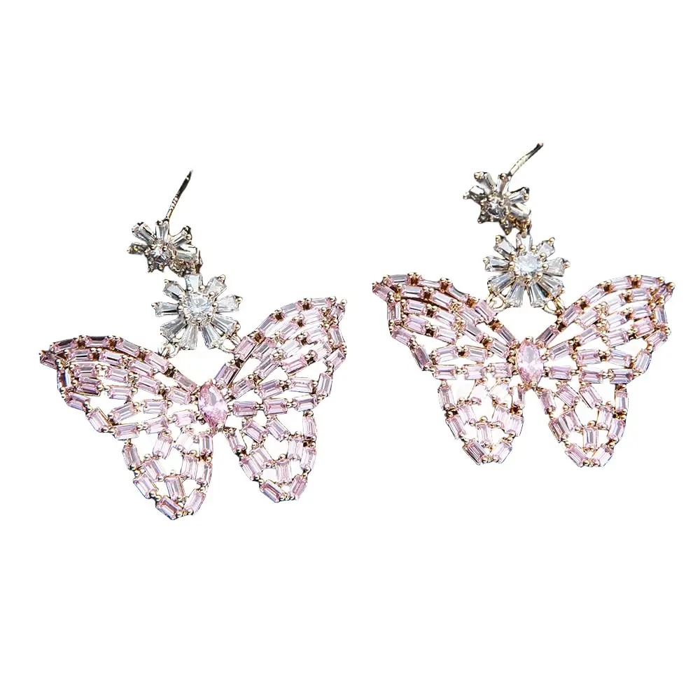 

Розовые серьги-подвески ручной работы из драгоценных камней, покрытые золотом