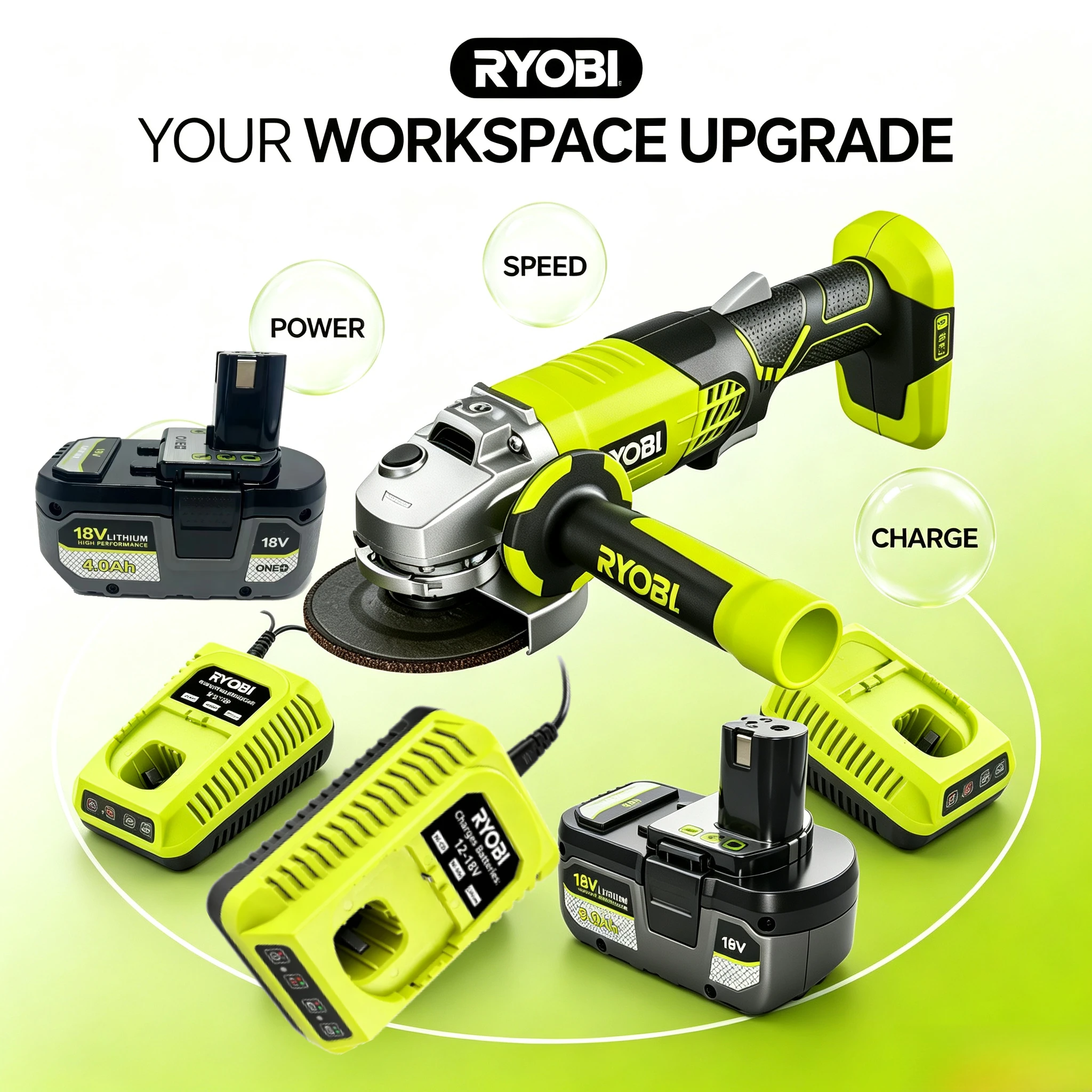 RYOBI 18V 6.0Ah 8.0Ah High Capacity Lithium battery,Fit Rotary Hammer Multi‑Tool Leaf Vacuum For Yard Improvement Applications