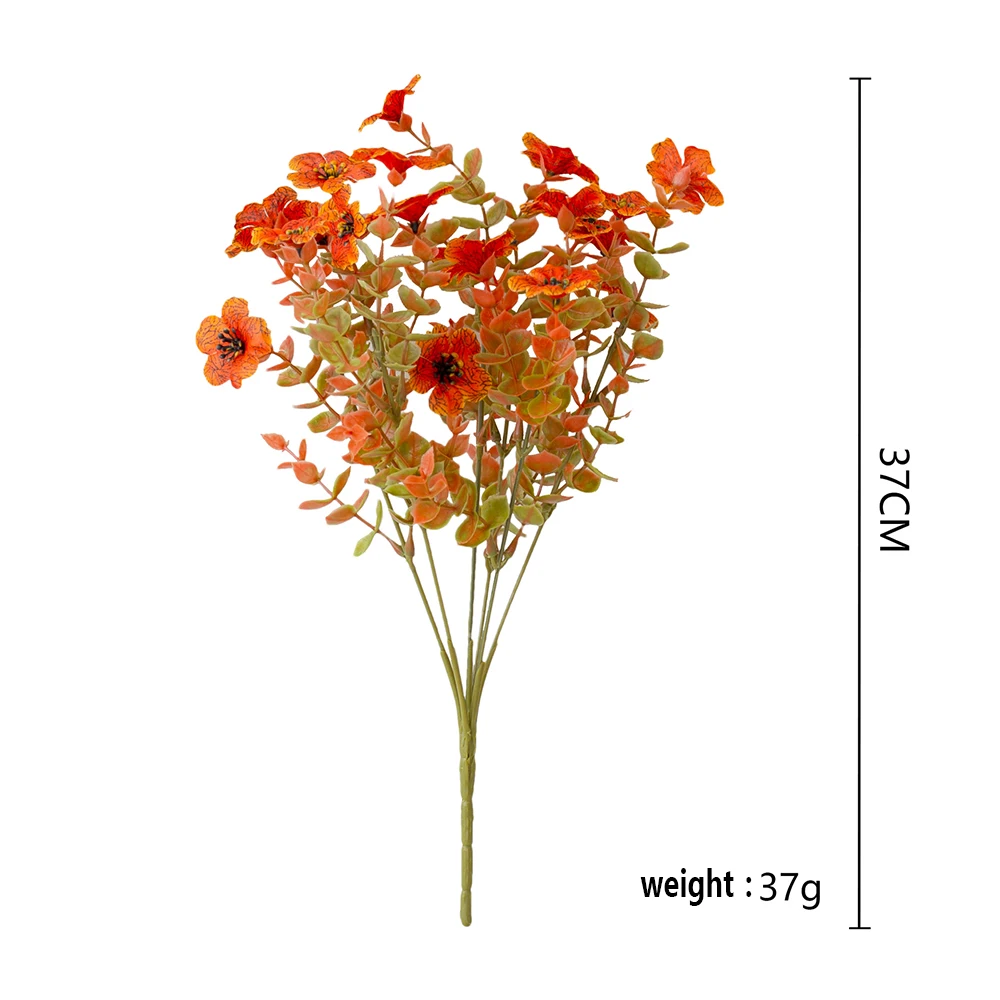 

5Pcs Artificial Plant Simulation Uv Resistant Non-Fading Artificial Plastic Green Garden Porch Courtyard Autumn Home Decoration