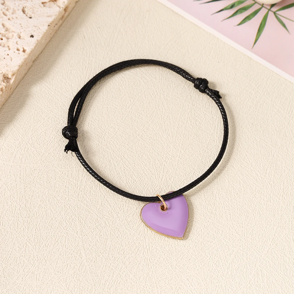 Aihua Niedliches Handgefertigtes Liebesherz-Armband Schwarzes Seil Verstellbares Handarmband für Mädchen Frauen Buntes Herz-Schmuck Geschenke – Detail 7