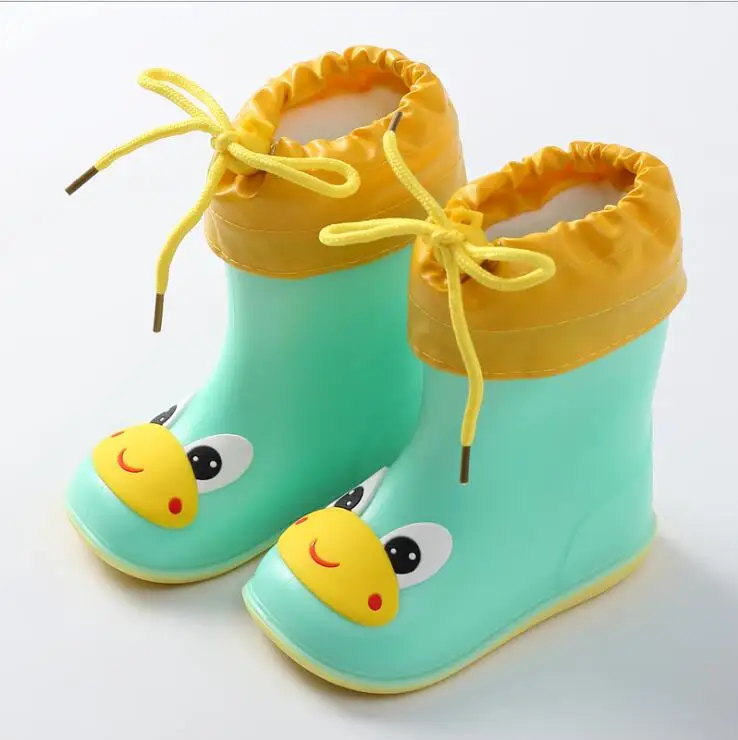 Stivali da pioggia per bambini stivali di gomma scarpe da acqua per bambini PVC Baby Cartoon impermeabile antiscivolo caldo inverno fodera in cotone