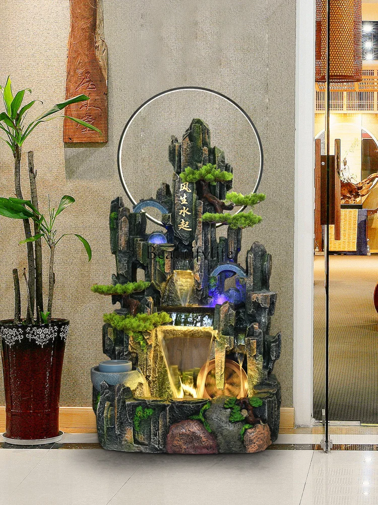 

Indoor rockery feng shui wheel fountain fish pond lucky stone mill living room garden courtyard office decoration landscape
