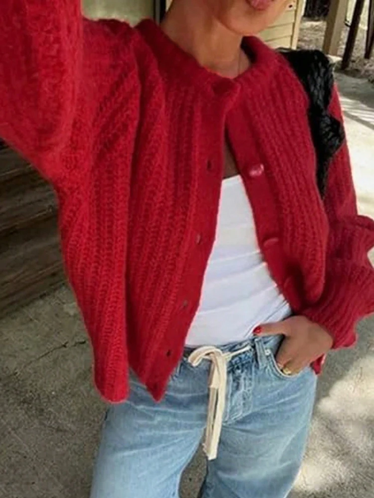 

Простой и универсальный женский кардиган с круглым вырезом, модное шерстяное пальто, вдохновленный Ln филоном, однотонный