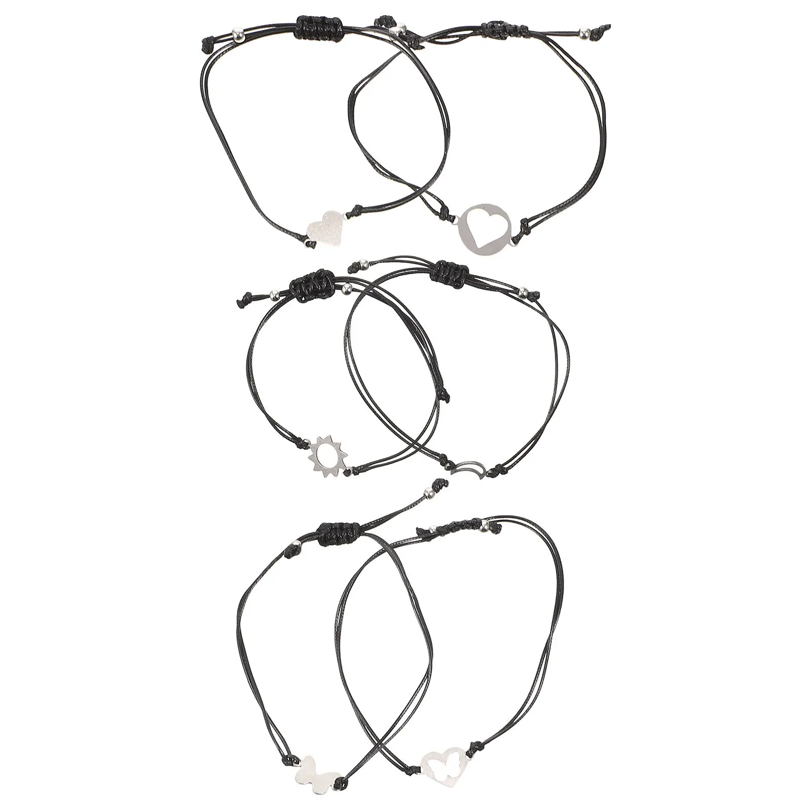 

6Pcs Retro Couple Bracelet String Woven Simple Stylish Anniversary Gift Daily Wear Festivals Jewelry String Bracelet