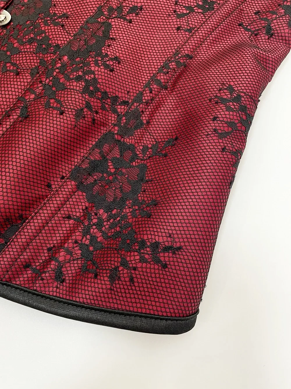 Top corsé de encaje floral con diseño de hombros descubiertos para mujer, con cierre frontal y cordones en la espalda, estilo gótico, ideal para disfraces de Halloween.