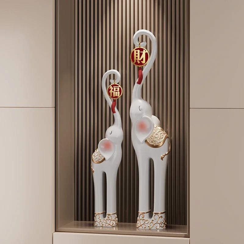 A Pair Of Elephant Decorations,Sculptures,Living Room,Entrance TV Cabinet,Wine Cabinet Statue Decoration,Home Gifts Customized