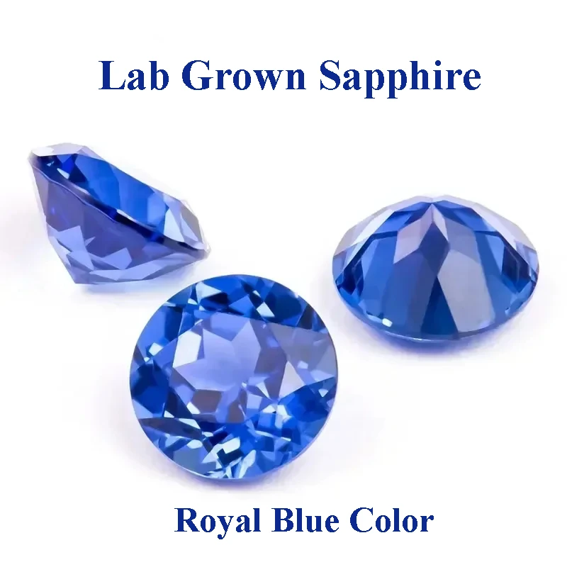 

Lab Grown Sapphire Royal Blue Color Round Cut Top Quality Gemstones For DIY Jewel Pendant Making Selectable AGL Certificate