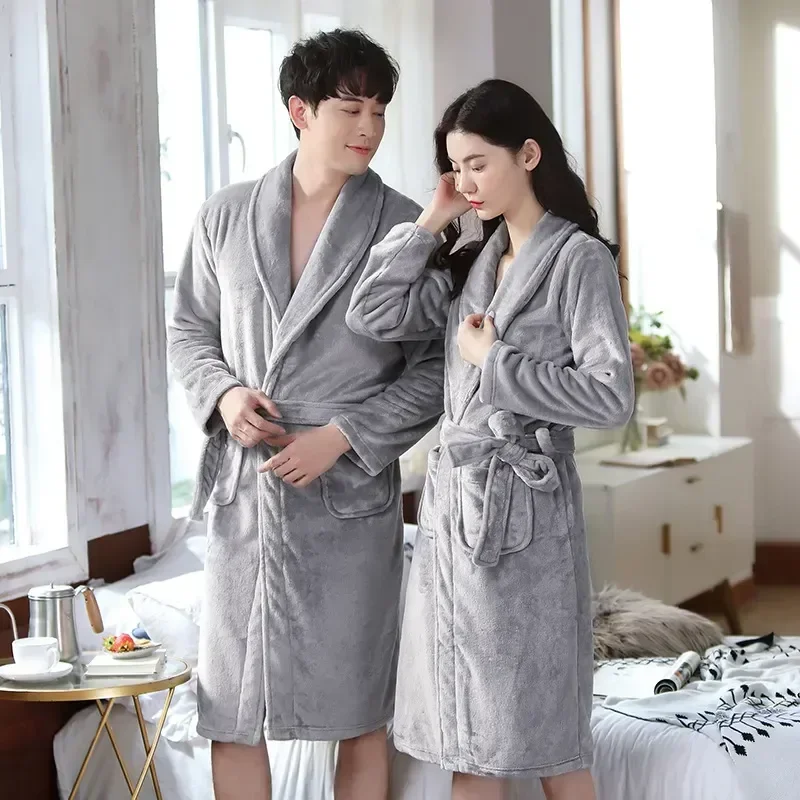 

Dress Super Dressing Soft Flannel Men Lovers Coral For Male Mens Gown Robes Long Bathrobe And Fleece Warm Women