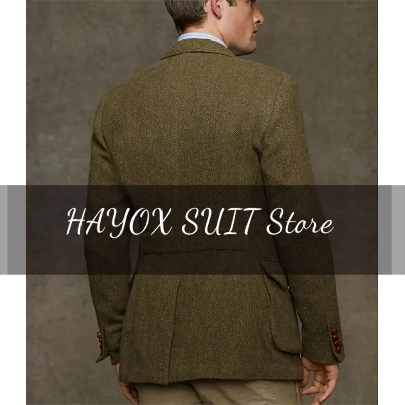 Veste en tweed trempée pour hommes, simple boutonnage, revers pointu, veste multi-poches, mince, élégante, mode, chimsteampunk, mariage, Rh