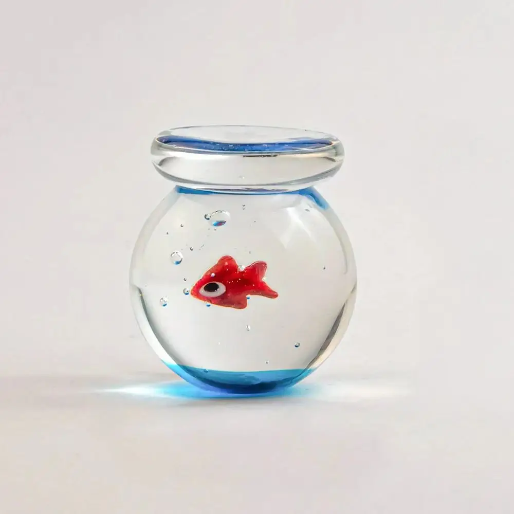 Creative Mini Glass Fish Tank Cute Handmade Aquarium Decoration Blown Glass Transparent Handcrafted Glass Fish