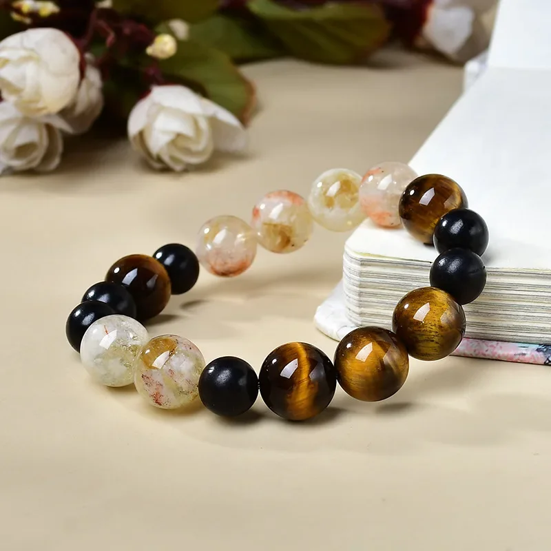 

Natural Huangta Crystal Yellow Tiger's Eye Stone Duobao Bracelet Men's and Women's Light Luxury Fashion Lucky Bracelet, Gift