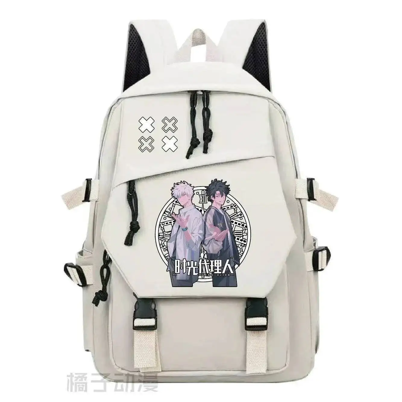 Juego de Anime negro blanco rosa verde enlace Click Mochilas escolares para estudiantes Mochilas de gran capacidad para regalo
