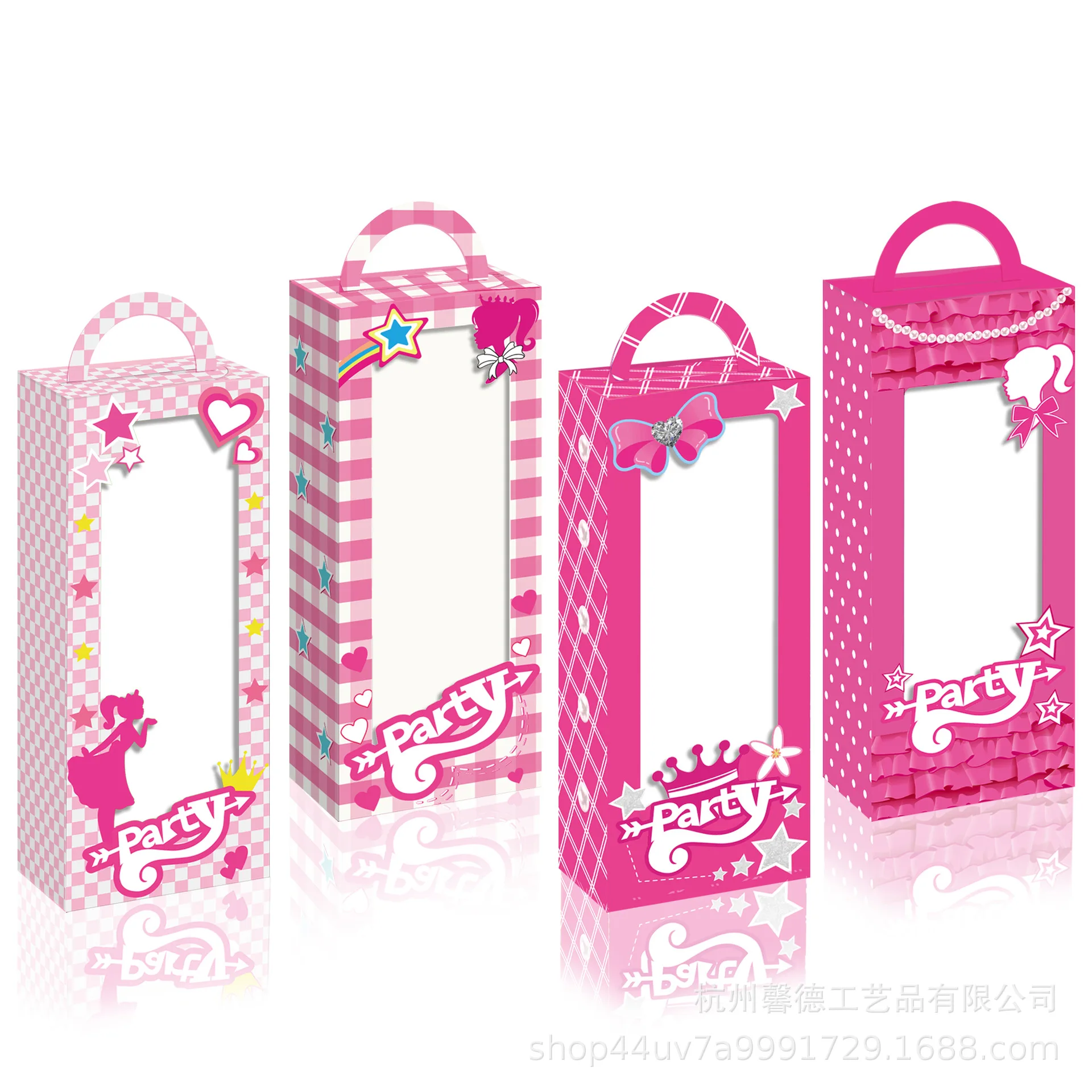 4 Model Barbie Party Creative Plaid Girl Avatar Window Gift Candy Box Cartoon Kawaii Kids Christmas Halloween Sweet Case Holder