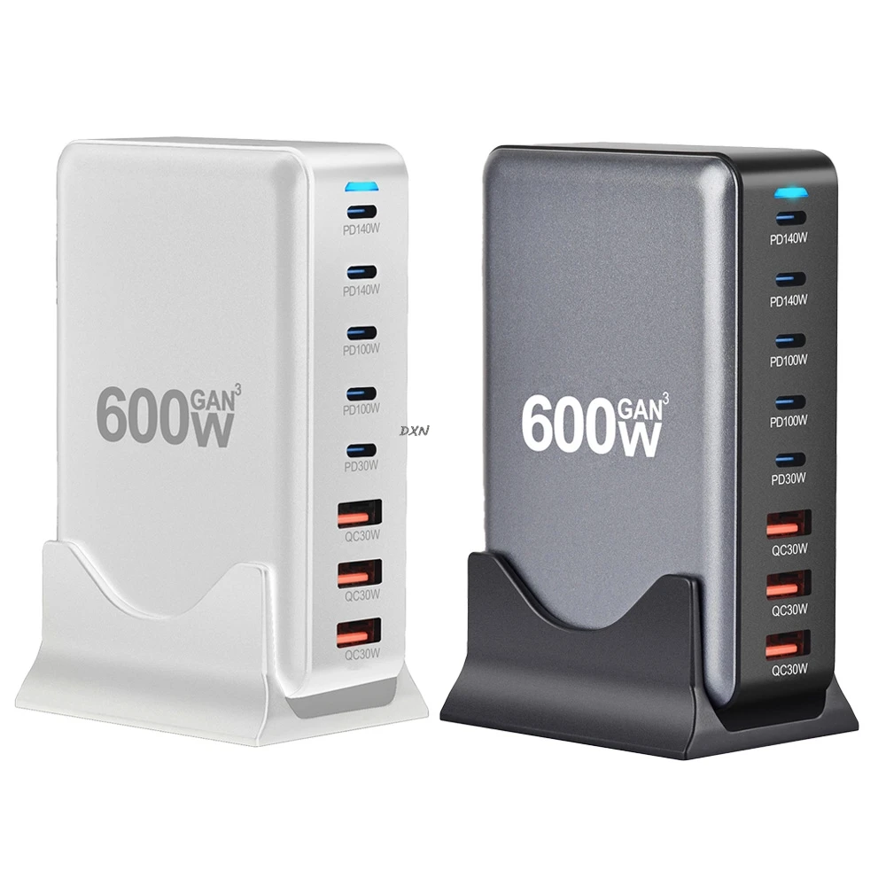 600W GaN PD3.1 Fast Charging USB C Charger Station 8-port USB Type C Adapters for iPhone Samsung Xiaomi Huawei Dropshipping