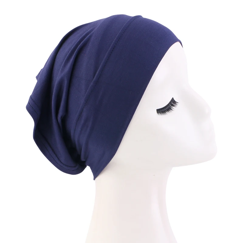 Cotton Muslim Women Turban Soft Buttomed Tube Cap Inner Underscarf Headband Ready to Wear Headwrap Hijab Bonnet Hat Chemo Cap