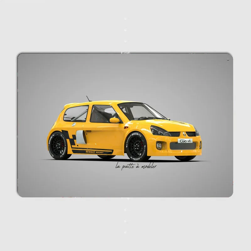 Classic Car Juris Car Clio V6 Cup Rally Car Metal Plaque Poster Automobile Club Home Bedroom Bar Tin Sign Room Decor Wall Decor