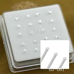 20pcs/box Frosted Surface Stars Shape of Nose Nail 10mm Ball Nail & New Nose Nose Rings The Piercing Jewelry