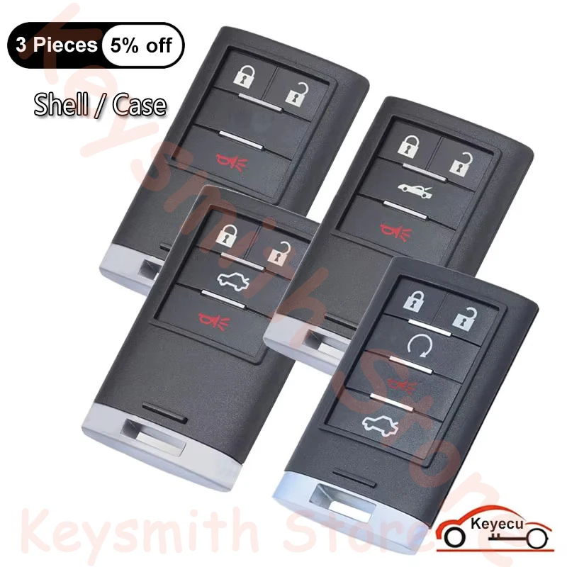 KEYECU 3 4 5 Buttons Case for Cadillac CTS DTS STS XLR for Chevrolet Corvette Auto Smart Remote Key Shell Fob Cover M3N5WY7777A