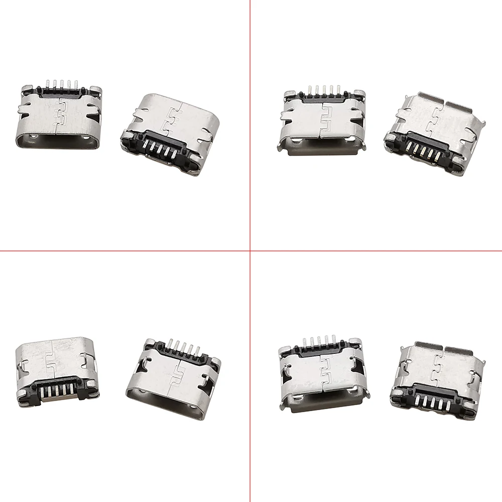 10Pcs Micro USB 5 Pin Connector Female Port SMD SMT Android Phone Data Charging Socket 5P Micro-B DIY Repair Adapter