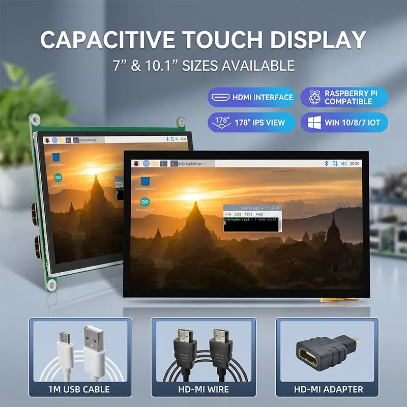 IPS HDMI Touch Display 7 10.1 Inch 4B Version HD 1080P Capacitive Screen Driverless for Raspberry Pi PC DIY Monitor Smart Gift