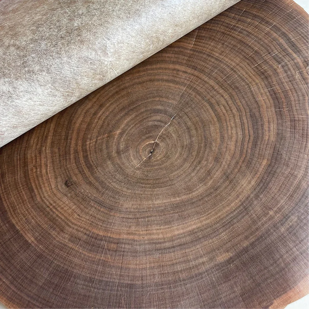 1pc Black Walnut Annual Ring Veneer Wood For DIY Handmade W Work Round Wood Skin Furniture Renovation